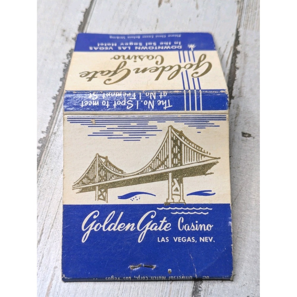 Vintage Matchbook Cover Golden Gate Casino‎ Las Vegas, Nevada Downtown 30 Strike